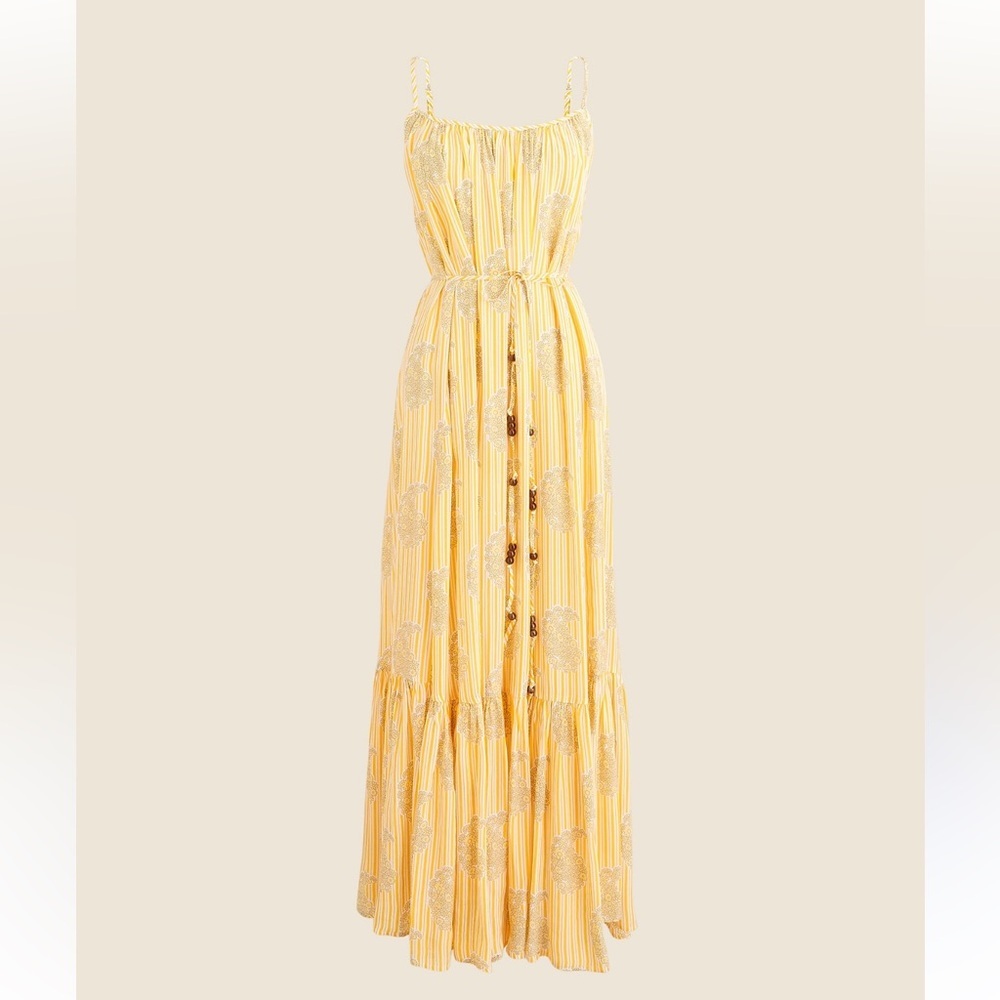 J Crew Caspia Dress Striped Crepe De Chine SZ L NWT beaded belt